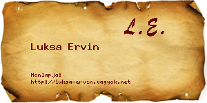 Luksa Ervin névjegykártya
